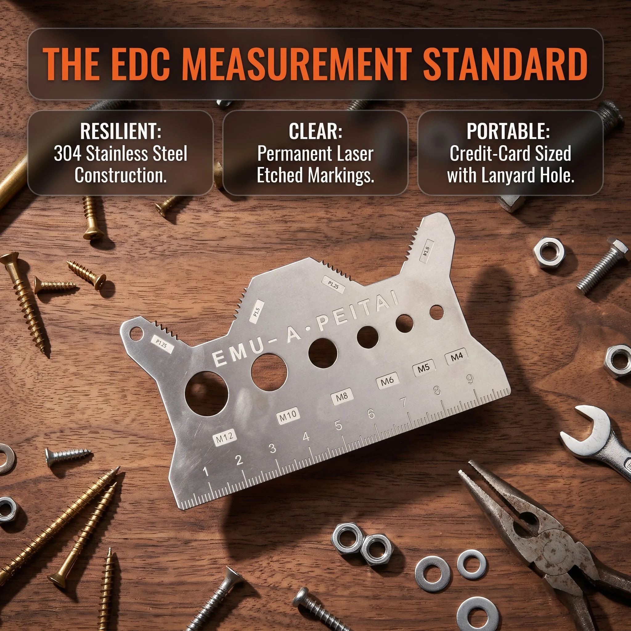 Stainless Steel Metric Thread Checker Screw Gauge Ruler, Bolt Nut Pitch Measuring Caliper for Hardware Inspection Woodworking