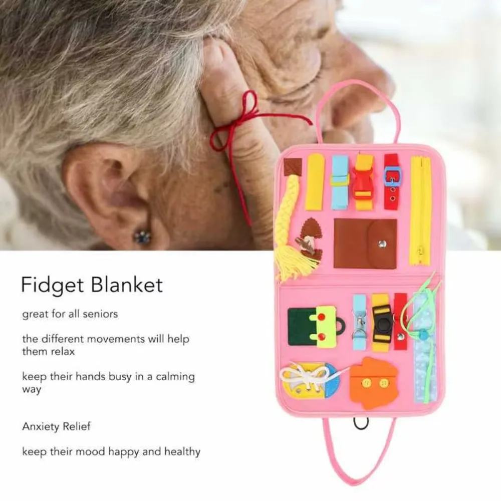 Portable Elderly Patient Dementia Sensory Pad Fun Toy Alzheimer Fidget Blanket Pressure Anxiety ReliefKeep Calm Improve patience