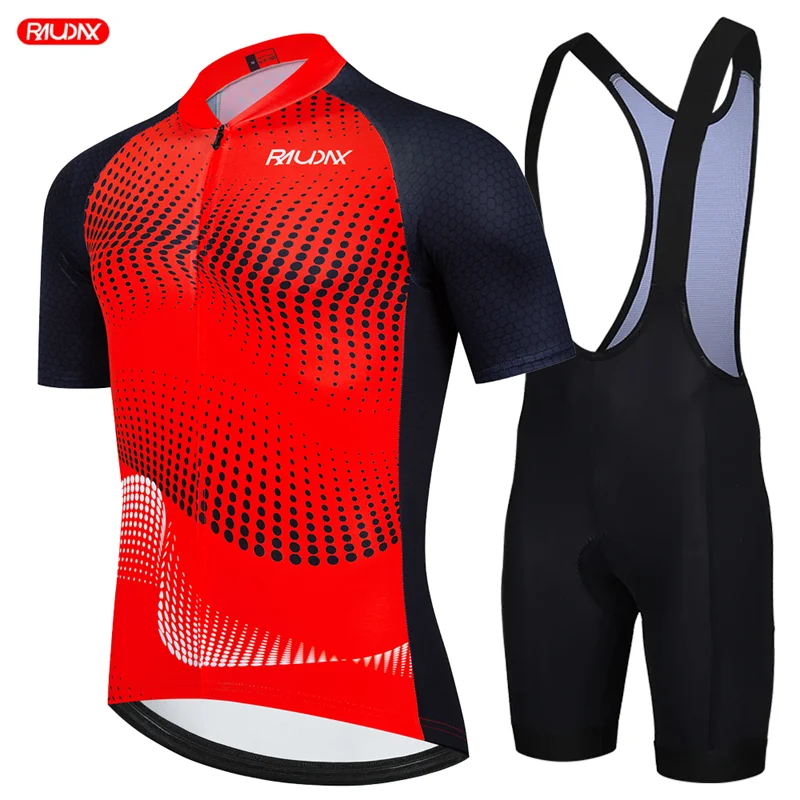 2026 RAUDAX Cycling Bib Shorts Men's MTB Bike Jersey Clothing Summer Short Sleeve Racing Bicycle Clothes Quick-Dry Sports Set