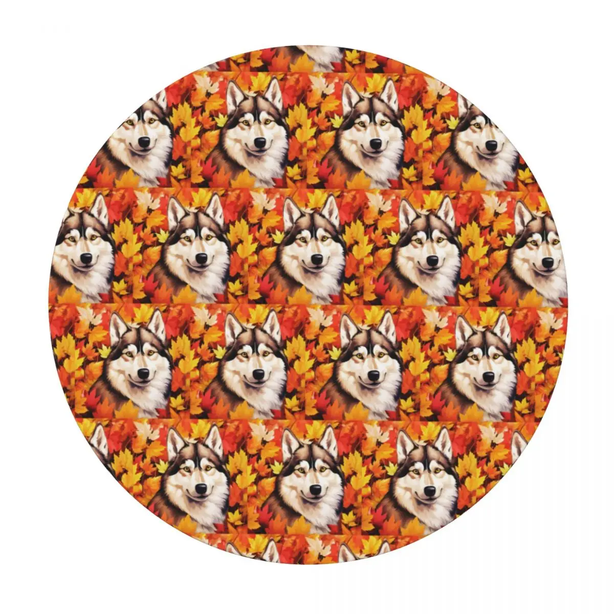 Autumn Fall Siberian Husky Dog Waterproof Round Tablecloth Oilproof Table Cloth for Kitchen Events Dining Table Cover