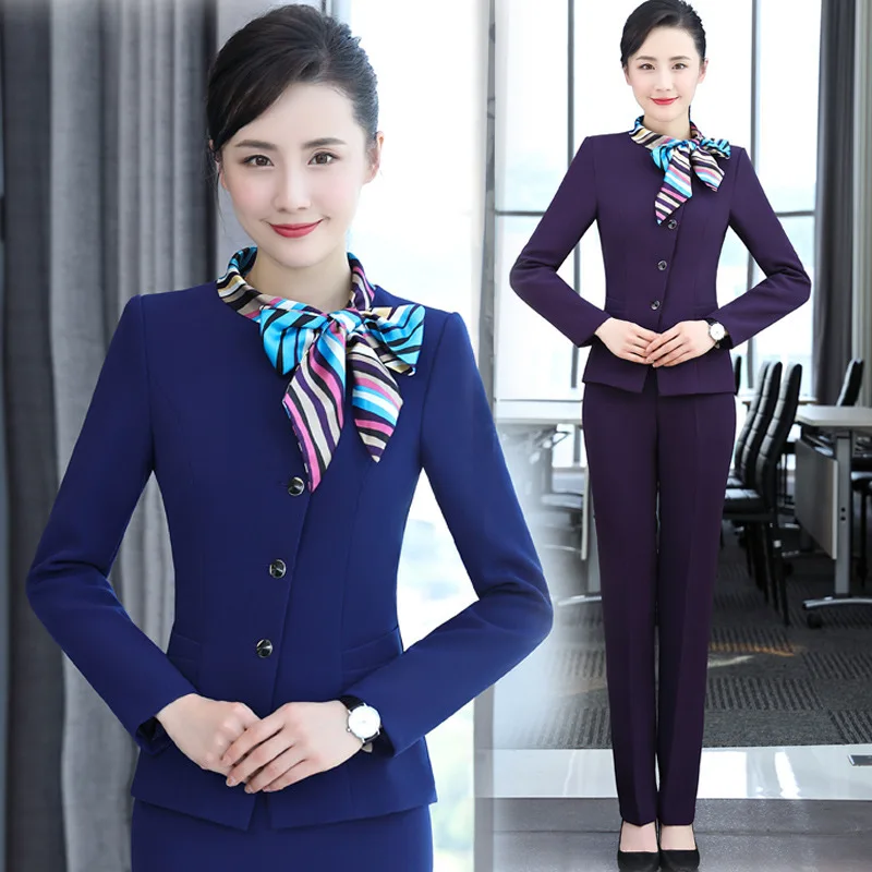 

Business Wear Hotel Front Desk Catering Long-Sleeve Suit Beauty Salon Cashier Winter Waiter Workwear Workwear Female