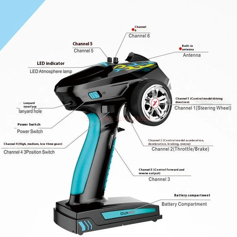 Small Flying Elephant X6 Gun Control Remote Controller Receiver 2.4G Tank Car Model Ship Model Mixed Control Gyroscope