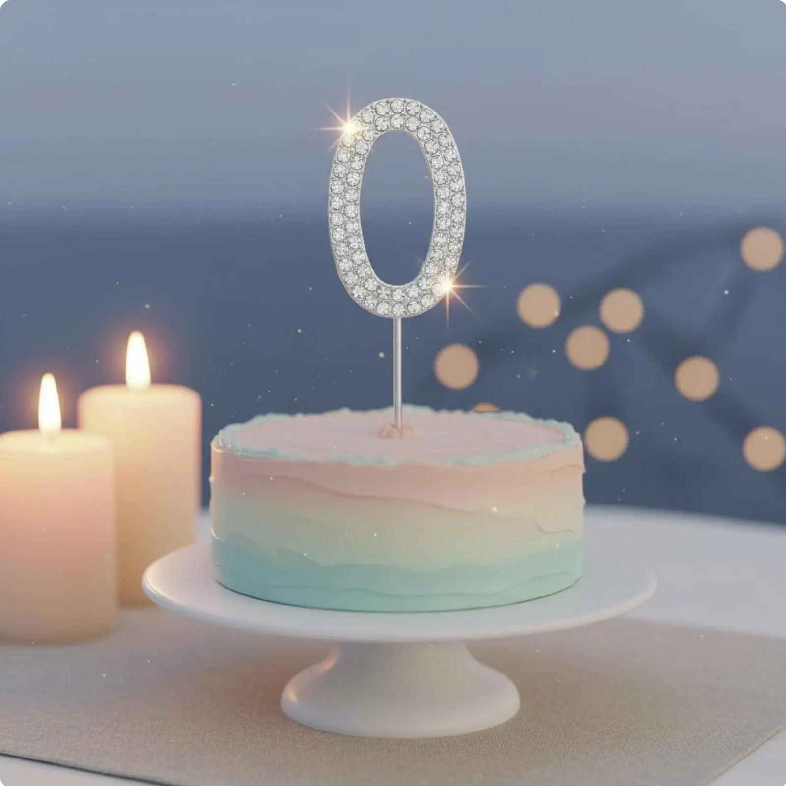Alloy Cake Topper Shining Rhinestones Age Pick Professional Birthday Decoration for Event Party and Celebration