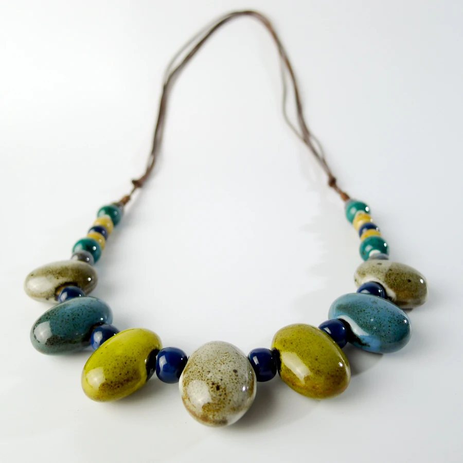 Long Rope Colorful Ceramic beads pendant Necklaces Handmade DIY fashion Necklace for women #EY202