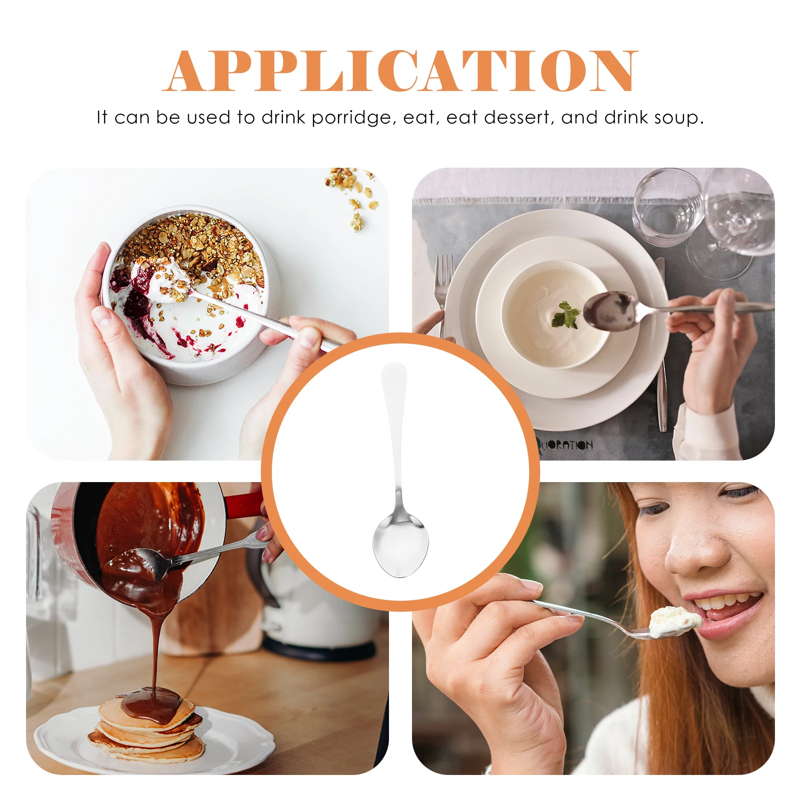 

6pcs Steel Spoon Kitchen Essentials Food Mixing Spoon Dining Soup Stainless Steel Soup Spoons Spoons Tableware