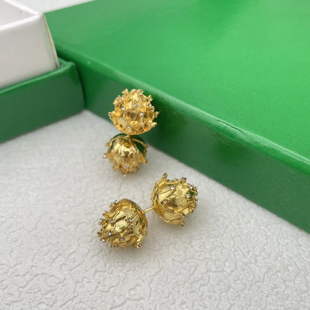 To Reines 2024 Vintage Classic Green Gold Flower Pendientes Fashion Jewelry Party Nightclub Girl Gift Earrings For Women