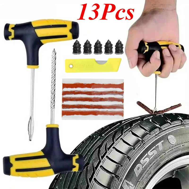 AliExpress NONE 4/7/13PCS Multiple Sizes Car Tire Repair Kit Heavy Duty Tubeless Puncture Plug Rubber Strips for Auto Bike Motorcycle Truck