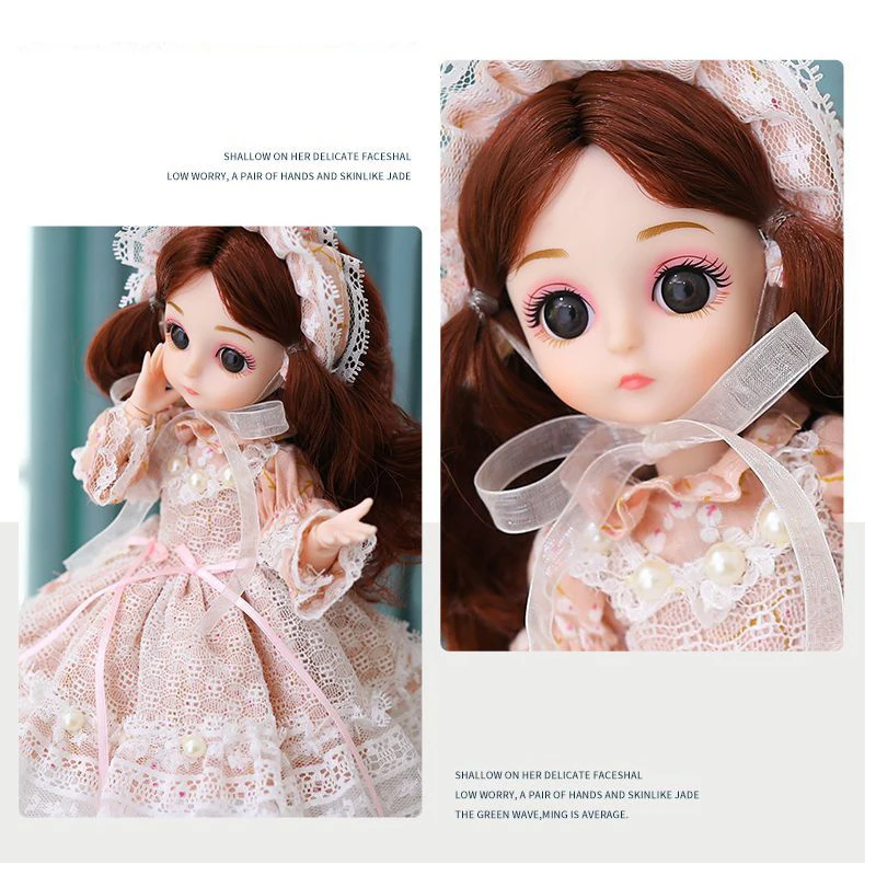 30cm Dolls Multiple Removable Joints 3D Eyes Doll with Clothes Hat Girl's DIY Dress Up Toy for Kid Girl Gift Christmas