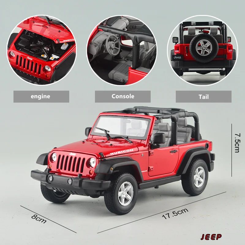 WELLY 1:24 Jeep Wrangler White hard  car alloy car model simulation car decoration collection gift toy Die casting model boy toy