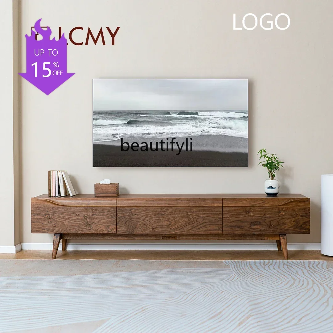 

Тумба под ТВ Q181 из массива дерева, цельная, из черного ореха, современная, простая, оригинальный дизайн