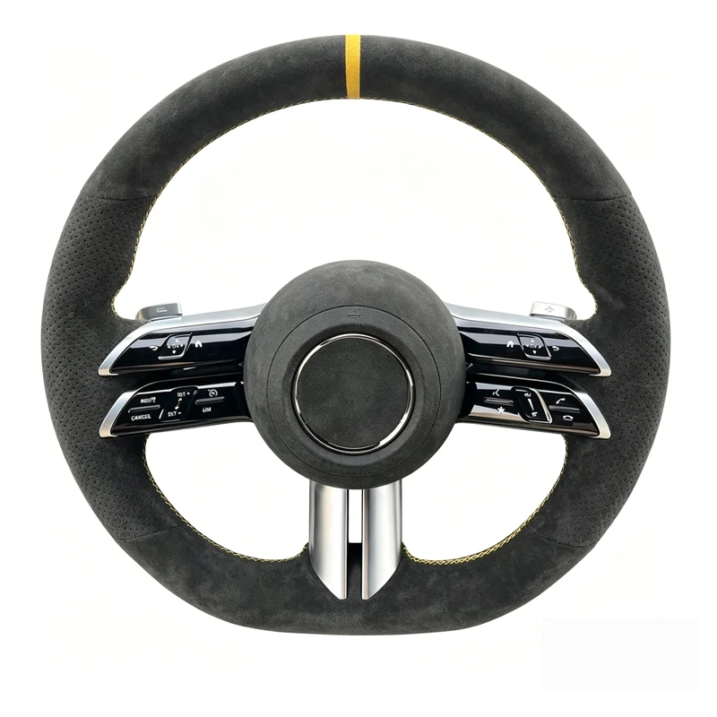 

Hand Stitched Suede Car Steering Wheel Cover for Mercedes benz AMG GT A35 A45 A45S C43 CLS53 E53 E63 EQE 43 53 SL43 SL55 SL63