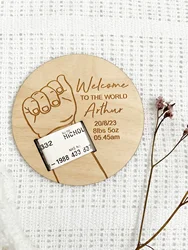 Personalised Baby Arrival Sign With Hospital Bracelet Holder | Hello World My Name Is Sign l Engraved Baby Name Plaque