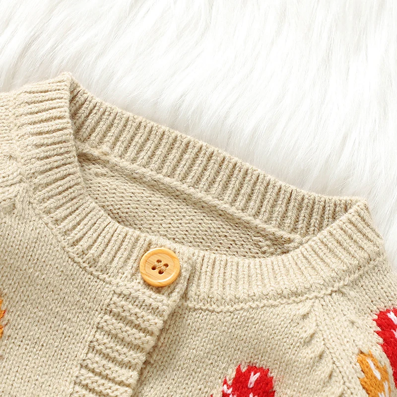 Autumn Winter Baby Rompers Clothes Camel Long Sleeve Button Up Newborn Boys Girls Knit Jumpsuits Outfits One Piece Kids Playsuit