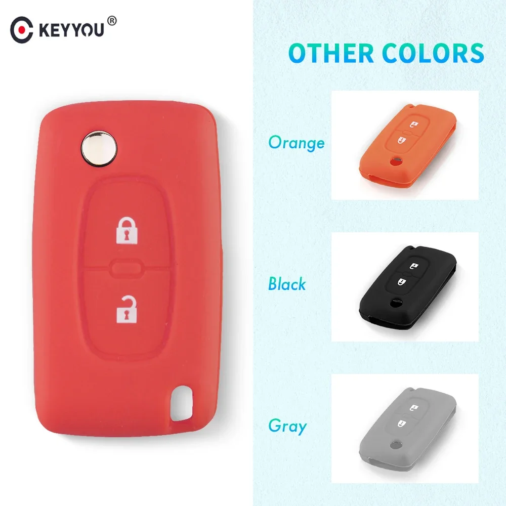 KEYYOU 2 Button Soft Silicone Protective Case Cover For Peugeot 207 307 308 407 408 For Citroen C3 C4 C4L C5 C6