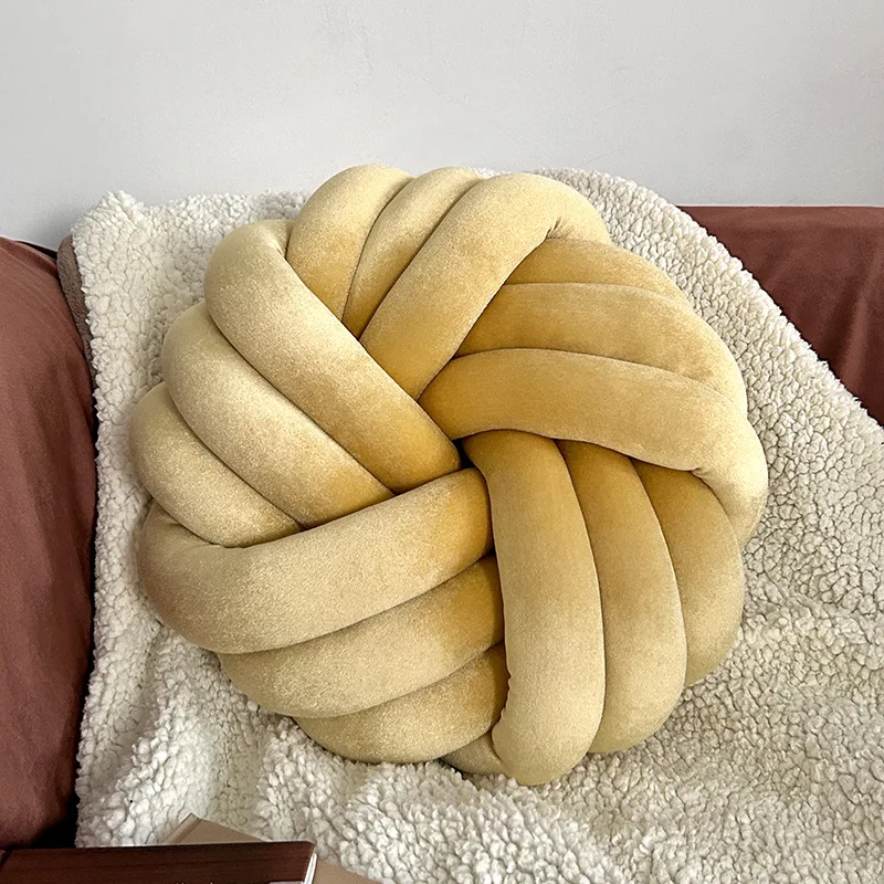 ベルベット三つ編み丸型クッションプラッシュ装飾枕リビングルームベッドサイドソファ出窓ホーム居心地の良いソフトな必需品
