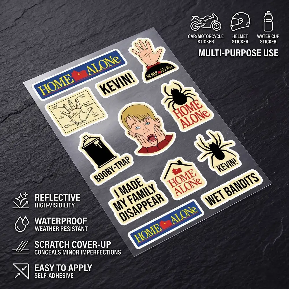 H-HomeAlone-e Universal Multi-Purpose Reflective Waterproof Stickers Scratch Conceal For Auto Bike Helmet Mug Fridge Decoration