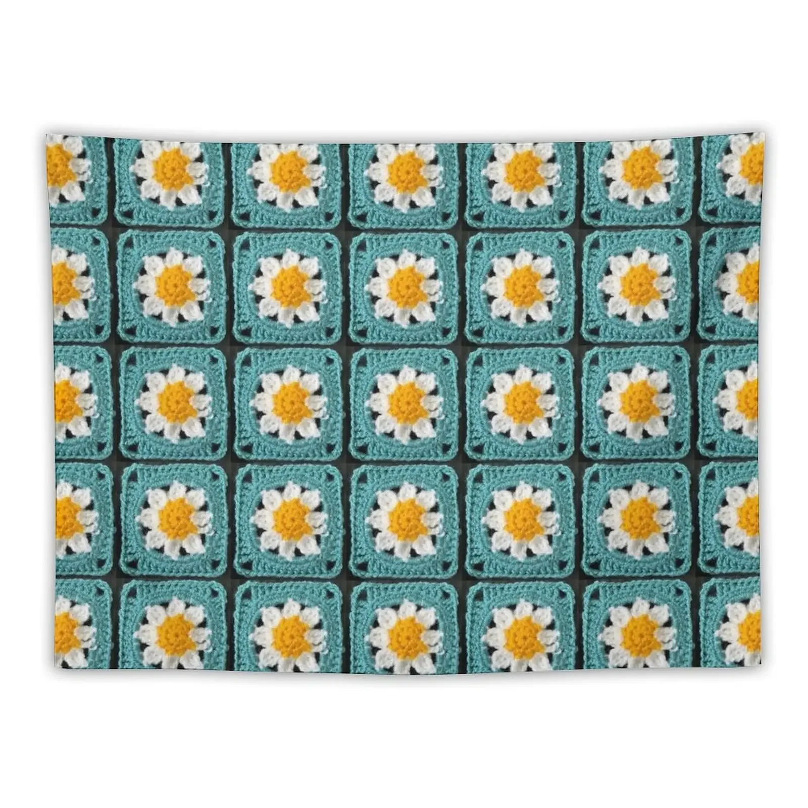 

Blue daisy granny square Tapestry Decoration For Bedroom Home Decoration Wall Decoration Items Tapestry