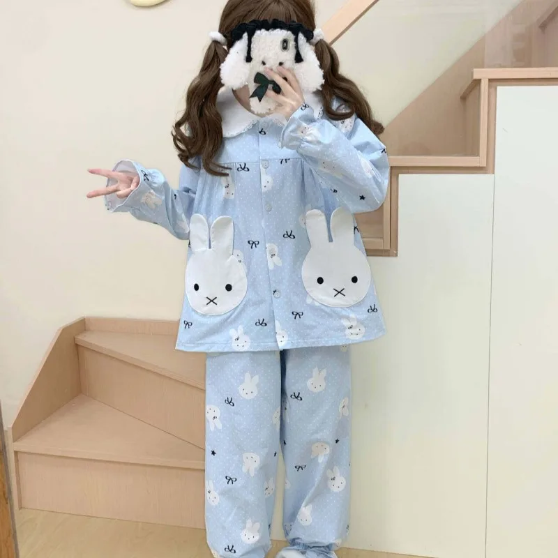 New Miffy Cute Cartoon Sweet Girl Loungewear Long Sleeve & Long Pants Spring/Autumn Homewear Adorable Pockets Bunny Head Design - view 5