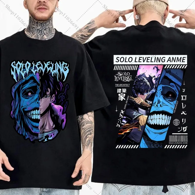 أنيمي سولو التسوية القطن تي شيرت للكبار قصيرة الأكمام المحملة الصيف موضة مطبوعة بلايز الرجال الملابس تي شيرت للجنسين هدية 2025 #4