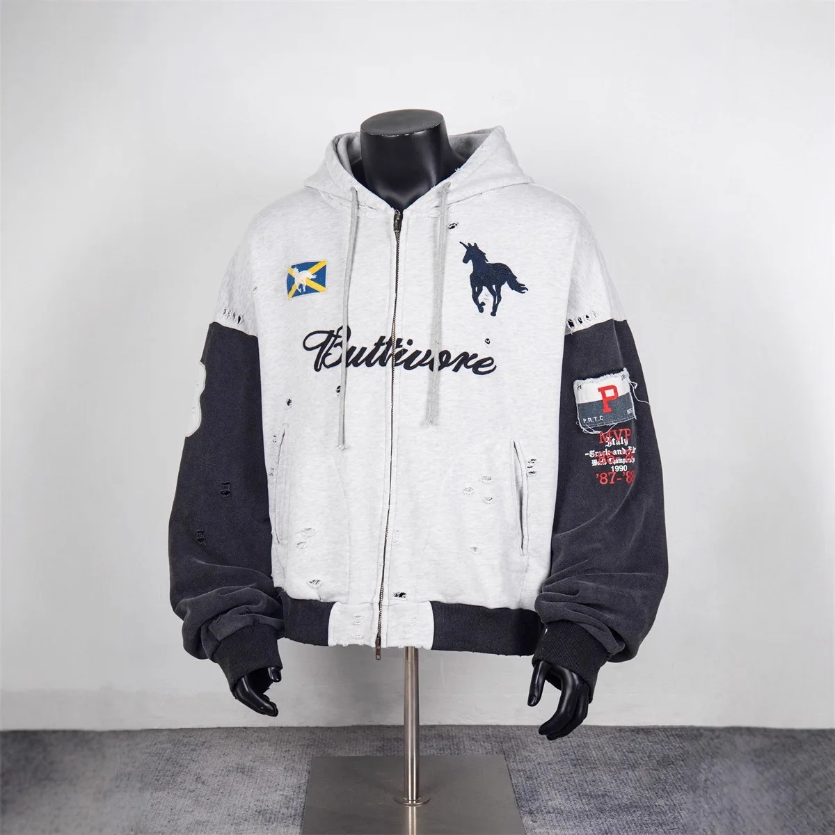 

Protocol Index Heavy Industry Embroidery Washed Fabric Restoration Damage Hooded Coat Loose Fit Men's and Women's Trendy