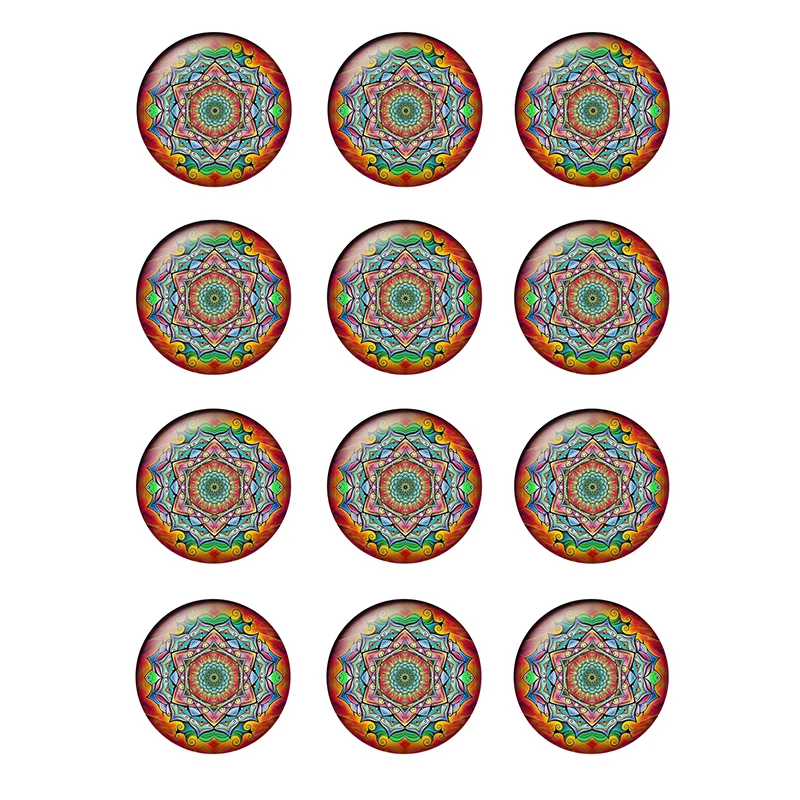 24pcs/lot Round Mandala Datura Flowers Glass Cabochons 12mm 14mm 18mm 20mm 25mm DIY Jewelry Making Findings & Components H185