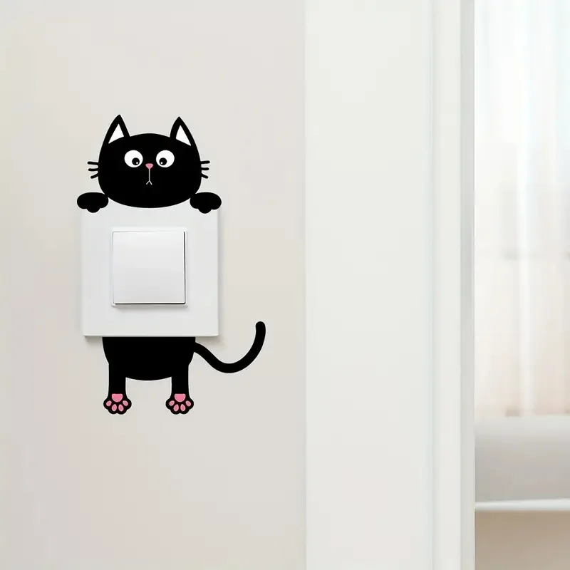 

Cute Cat Wall Sticker Switch Decal Removable, Vinyl Car Sticker for Bathroom Decor, Outdoor Indoor Use
