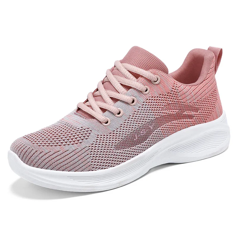 Cross Border Women's Sneakers Spring Breathable Fly Woven Versatile Casual Shoes Foreign Trade Mesh Running Shoes Tenis De Mujer