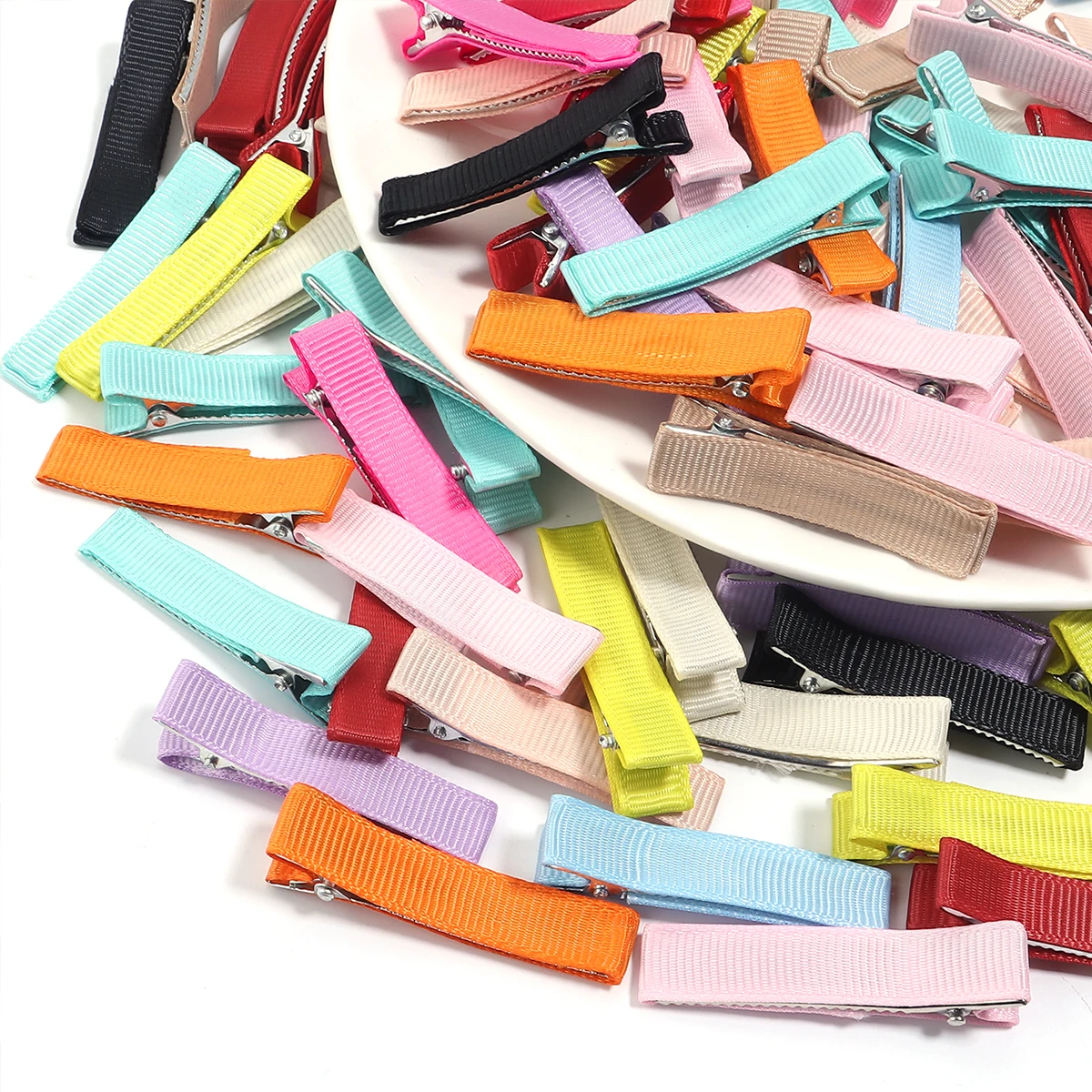 10 Stück 10 x 50 mm geripptes Band Haarspange Haarbögen Charms Haar Kawaii Zubehör Haarspange Snap Clip Metall Haarspangen Zubehör
