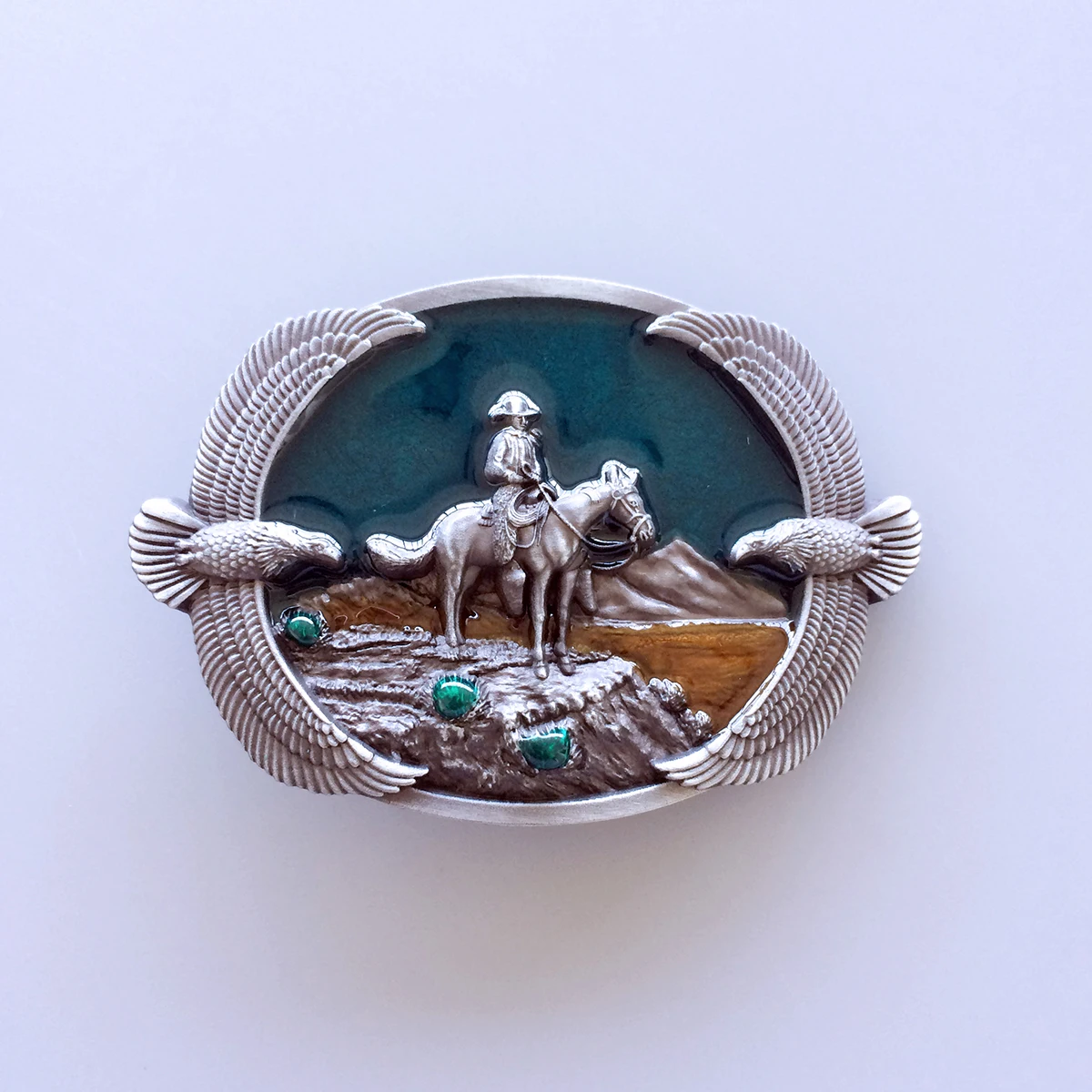 vintage-enamel-cowboy-eagles-western-belt-buckle-hebilla-buckle-wt002