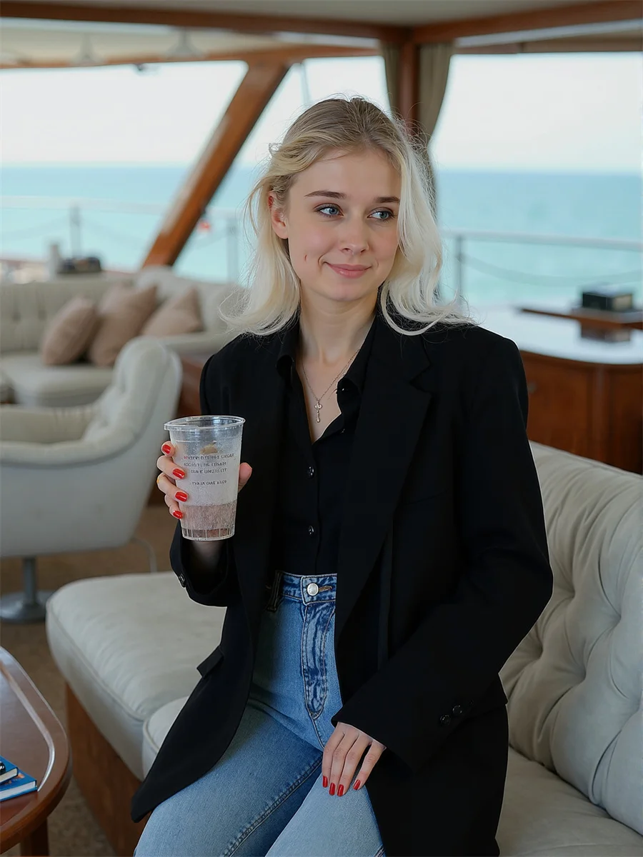 

Classic Women'S Suit Newkorean Hemline X-Long Lazy Ribbons V-Collar Sophisticated Straps Three-Quarter Sensibility Colored Fold