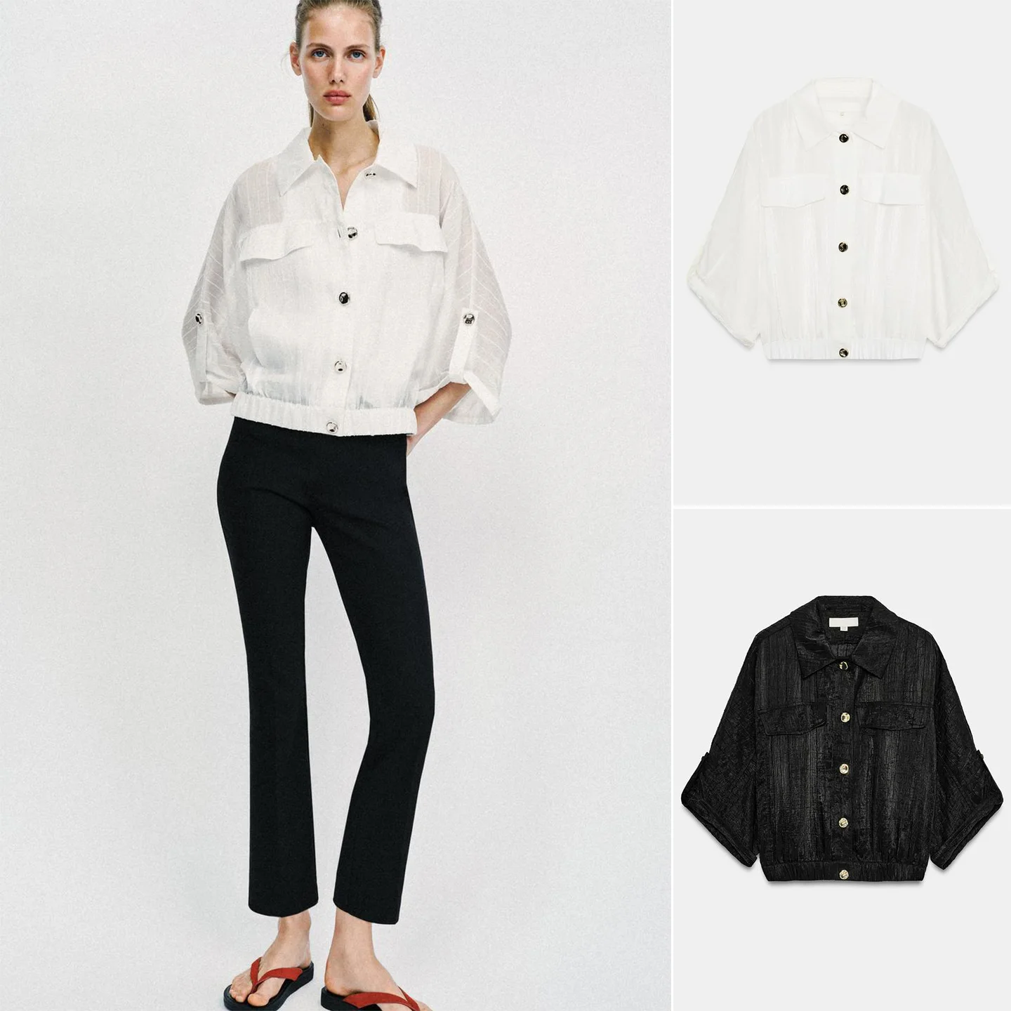 

Spring 2026 Women's Elegant Fit Shirt Hidden Button Elastic Hem Cuffed Sleeve Turn-down Collar Style Polyester Fiber