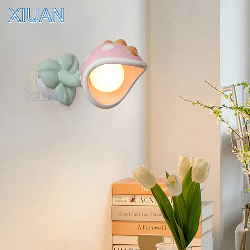 

Children's Room Bedside Wall Lamps Resin Pink Big Mouth Flower Light LED G9 Kids Girl Boy Baby Nursery Bedroom Wall Lights