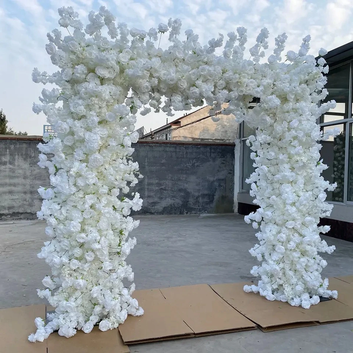 

flowers with stand) backdrop stand double drapes crossbar backdrop stand for parties Customized Silk Rose Flowers Arch Wedding