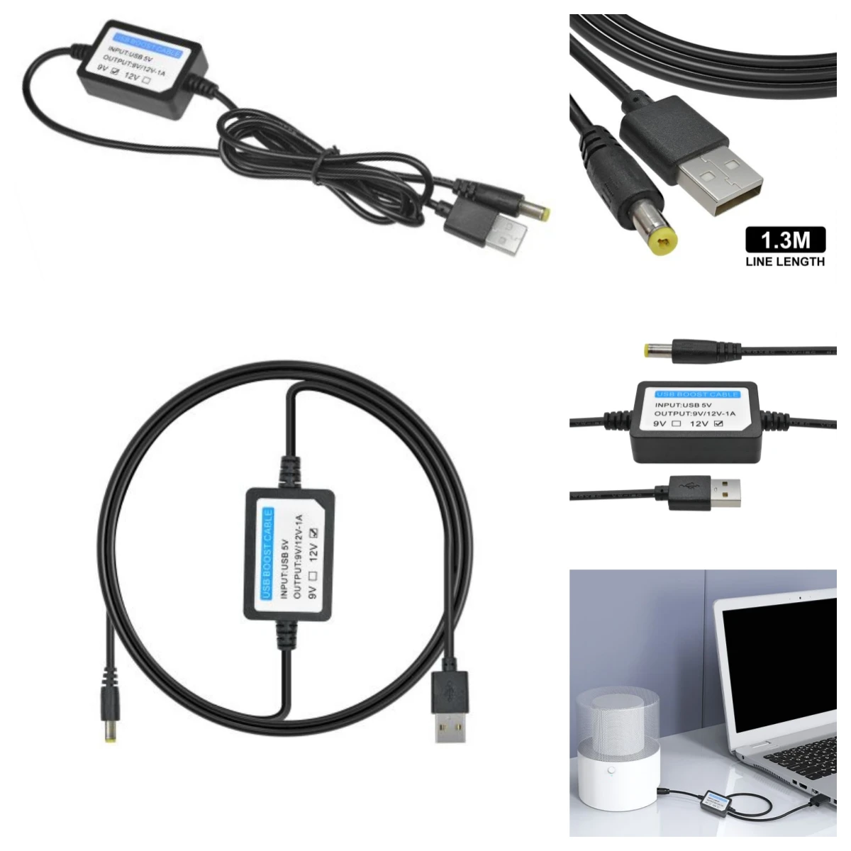 USB Booster Cable Mobile Power Supply 5V To 9V/12V Cable 1A Power Cable Dkp-01 Can Achieve Convenient Conversion