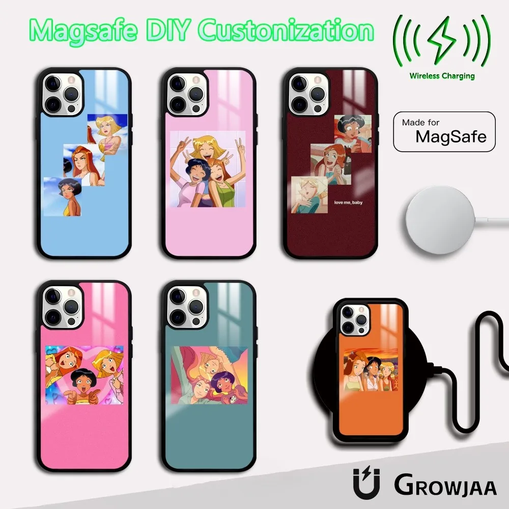 Totally Spies Cartoon Phone Case For iPhone 16 15 14 13 12 11 Pro Max Plus Mini Magsafe Mirror Wireless Magnetic Cover