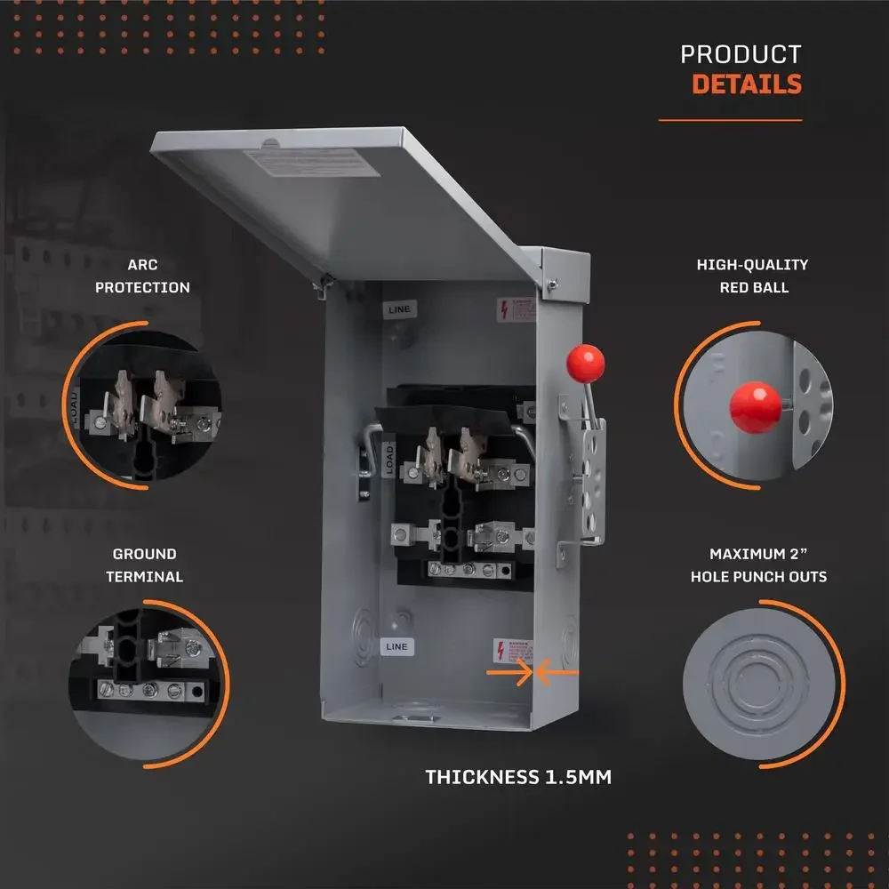 Ręczny przełącznik transferu 100A Generator o dużej wytrzymałości Trwały wewnątrz i na zewnątrz 120240 V Metalowe niezawodne połączenie zasilania