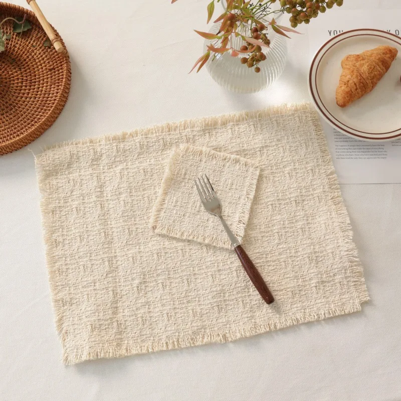 French Country Style Fabric Coasters Set of 2 Absorbent Cloth Drink Coasters for Coffee Tea Cups Rustic Home Decor Table Mat