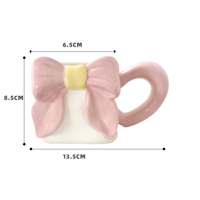 High Aesthetic Hand Drawn Butterfly Bow Ceramic Coffee Mug Household Daily Use Water Cup