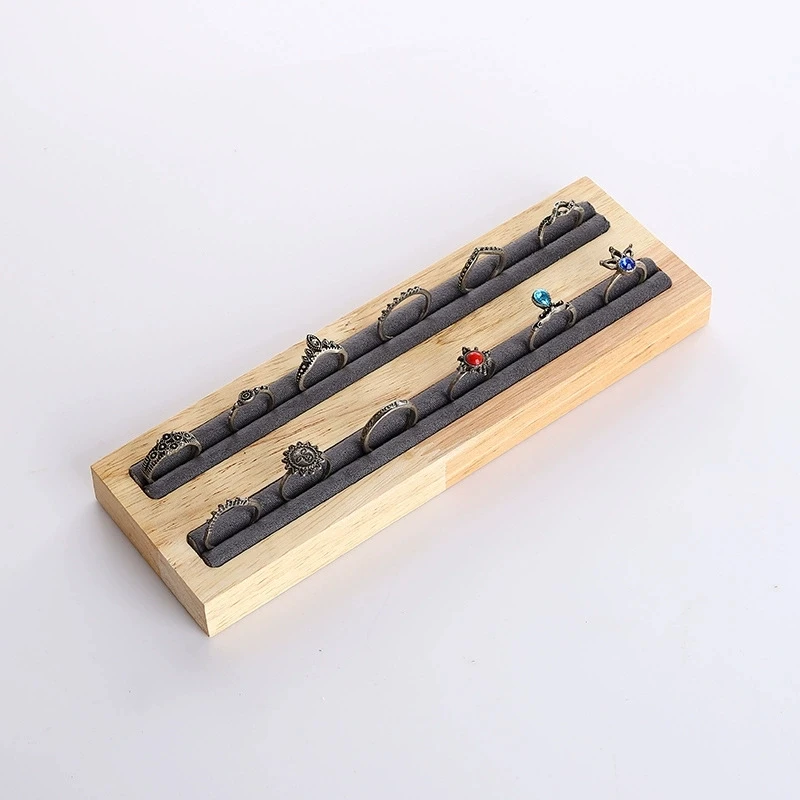 

Minimalism Wooden Ring Display Stand Ear Studs Fingerrings Storage Rack Jewelry Organizer Showcase Props For Home & Retail Use