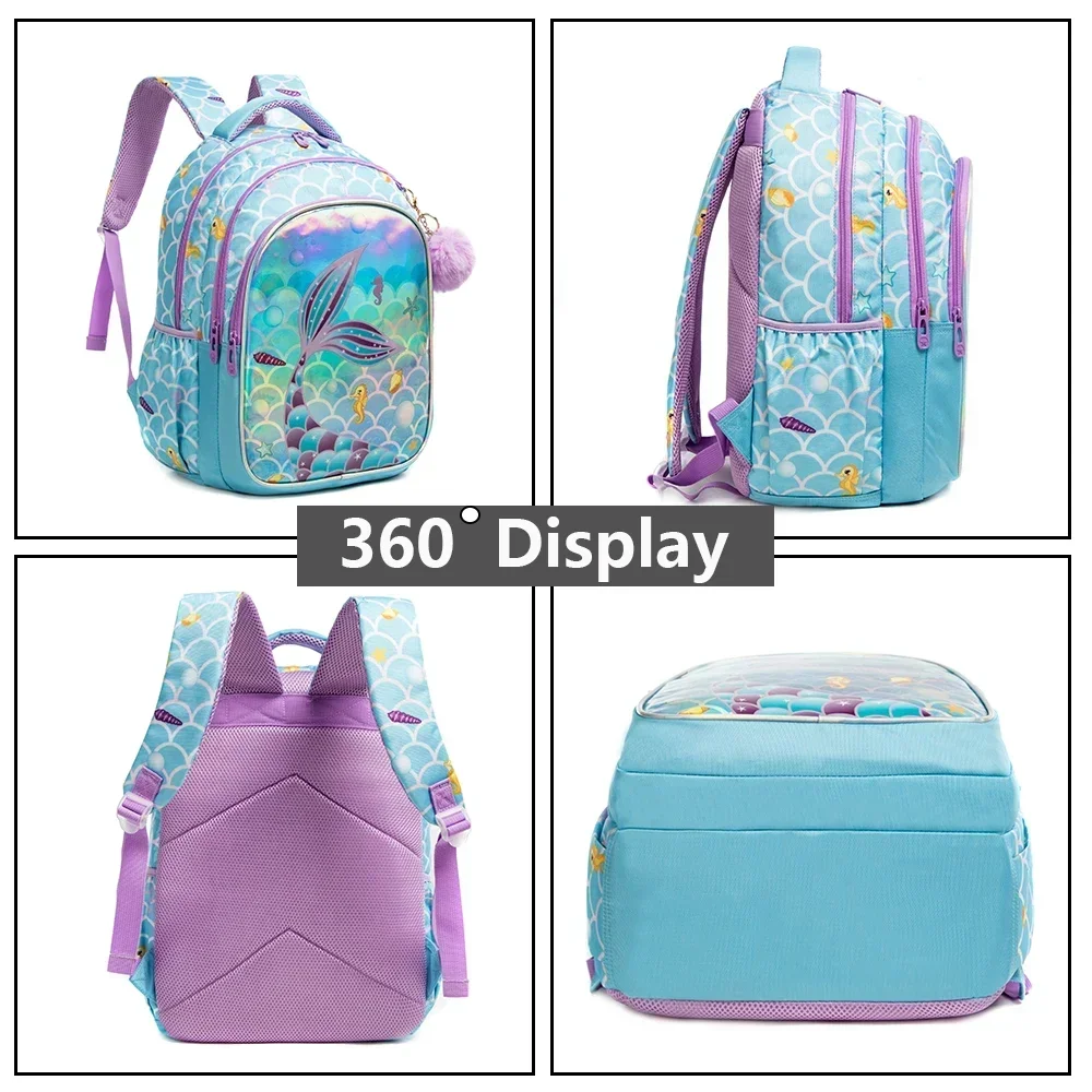 Drop Shipping Backpack Set for Teenagers Waterproof School Bags for Girls Backpack Mermaid Cartoon Bag Kids School Bags Supplies