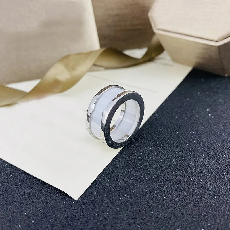 High quality S925 silver ceramic men's and women's rings Luxury jewelry brand vintage party festival gifts