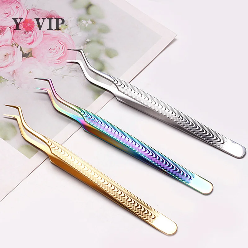 1Pc False Eyelash Tweezers Set For Fake Fan Lashes Extensions Planting Eyebrow Clip Eyelashes Tongs Makeup Nail Tool