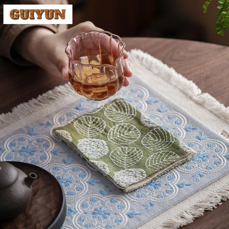 الديباج منشفة شاي مستطيلة الخرق القديمة الشاي المناديل المنزلية الشاي القماش خدمات الشاي اكسسوارات جمع لوازم الحرفية #2