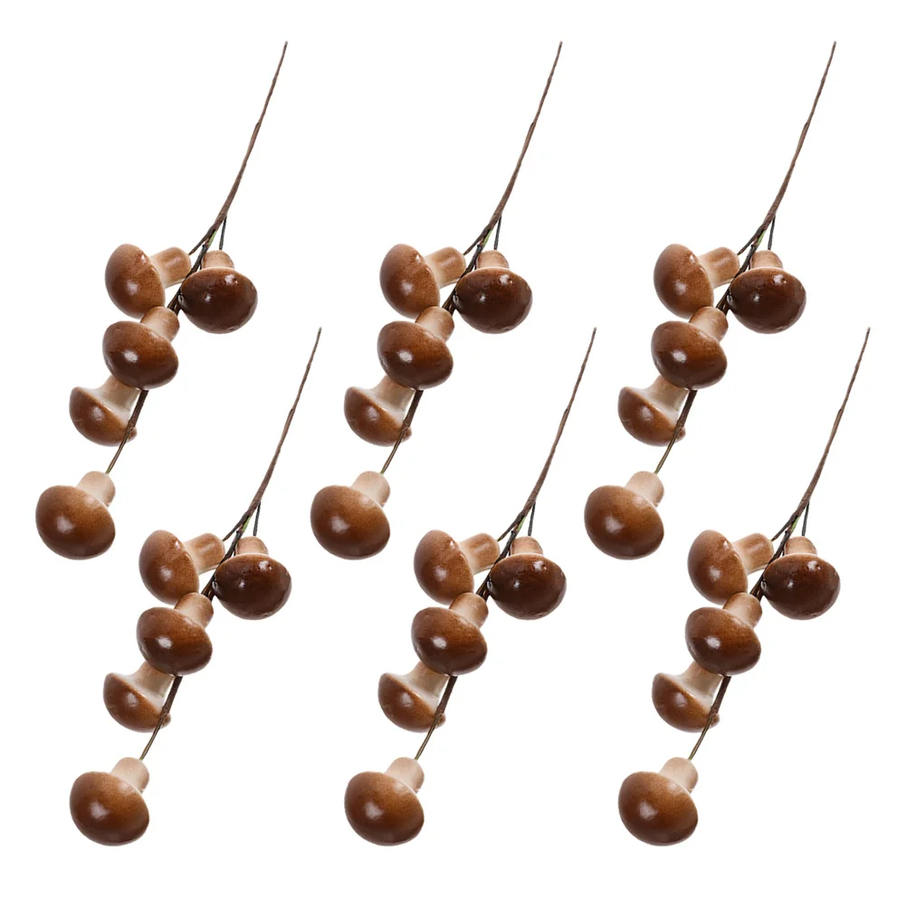 

6pcs Faux Mushrooms Decorative Set Realistic Foam Simulation Mushroom Figurines For Vase Arrangements Plant Pot Garden Indoor