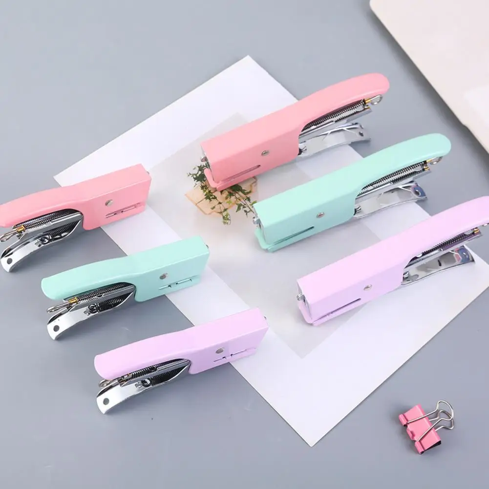 Small Stapler Handheld Stapler with 1000pcs Needles School Home Office Plastic Stapler Labor Saving Portable Study Office Helper
