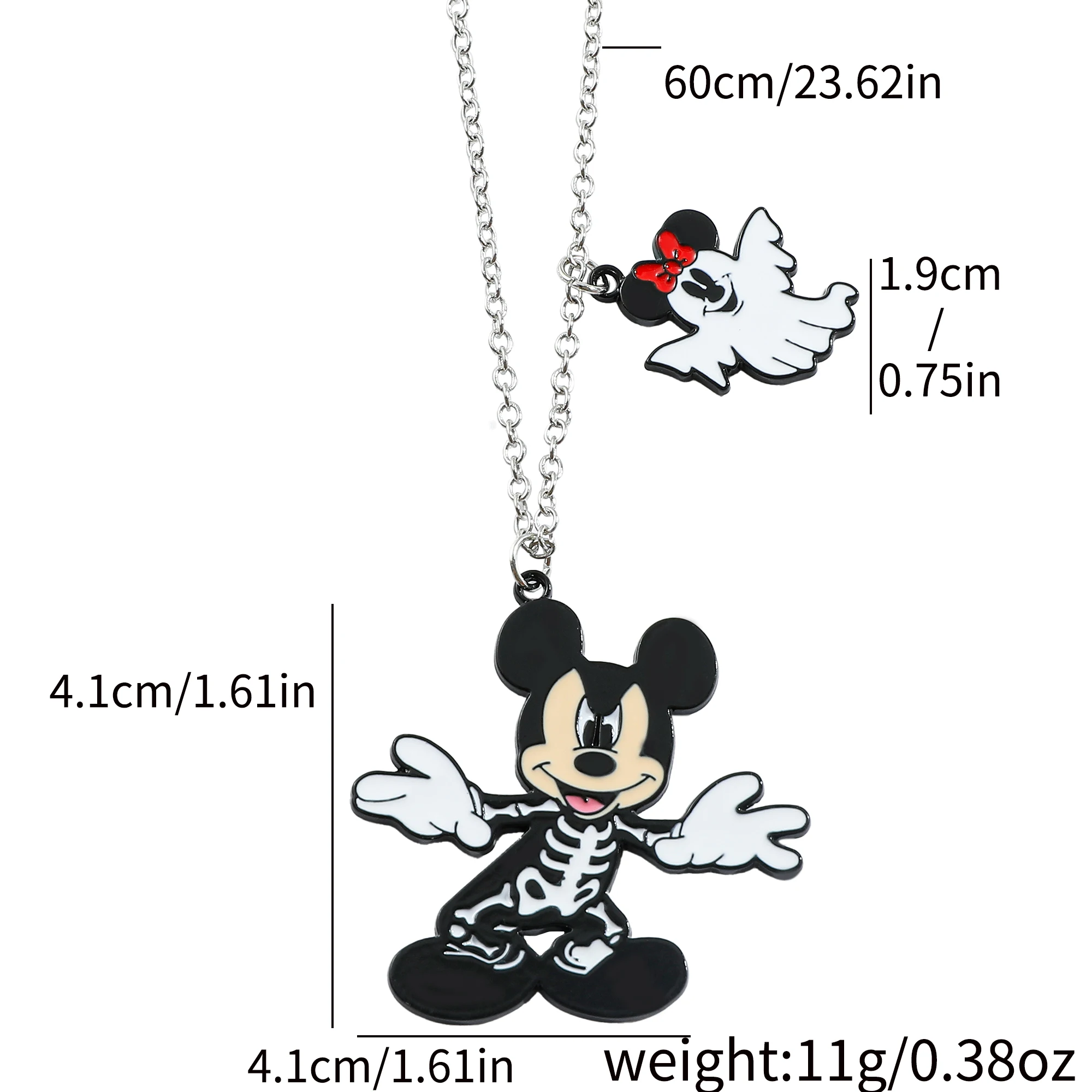 Disney-Mickey Mouse Cartoon Necklace, Halloween Style, Ghost Necklace, Neck Chain Gifts, Creative Fashion, Cute