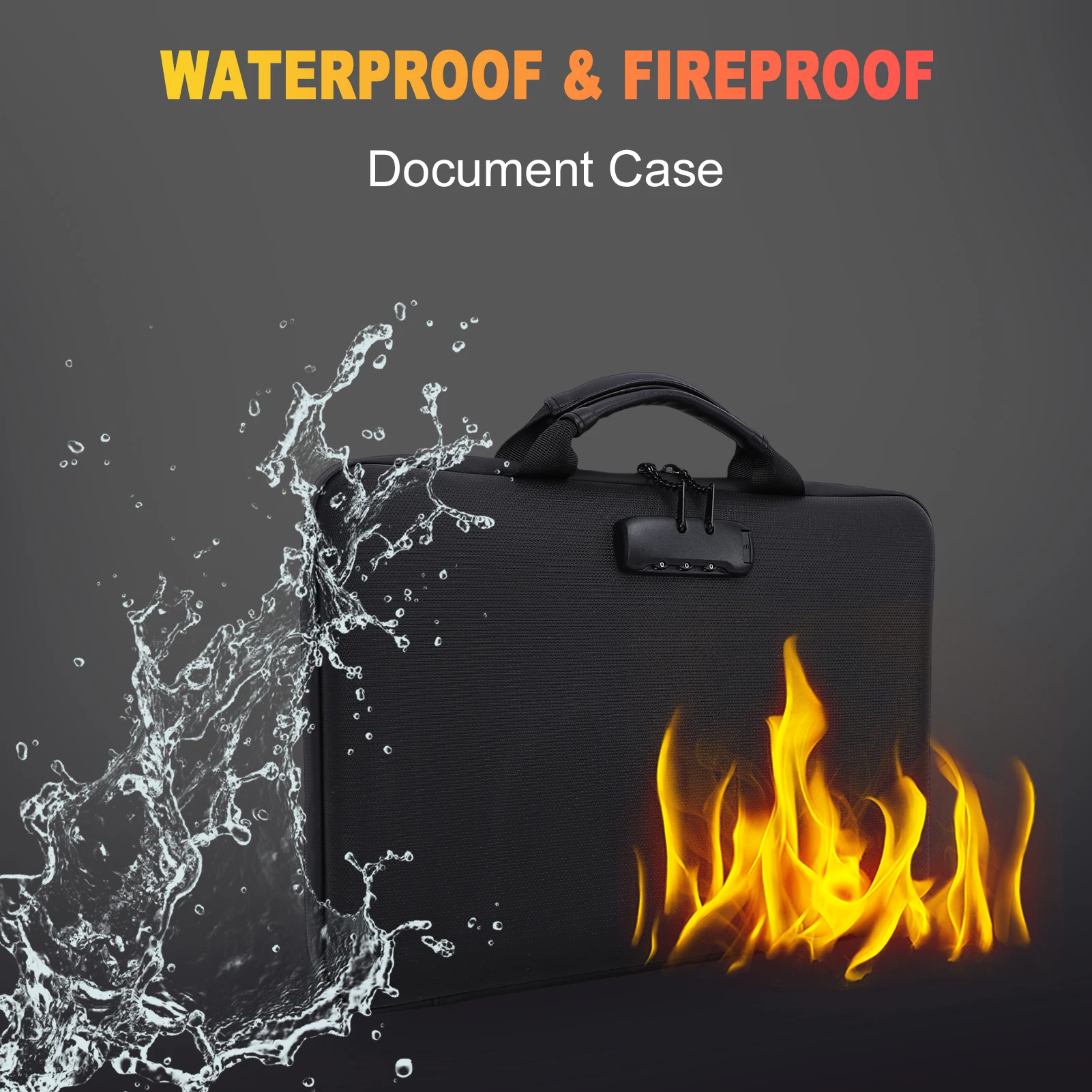 Fireproof Document Box with 3-Digit Lock Zipper File Organizer Waterproof File Storage Case with 13 Accordion Pockets for Money