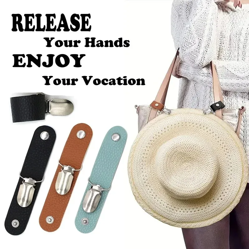 Bag Clip PU Travel Leather Hat Clips Luggage Handbag Backpack Clip Multifunctional Grabber Holder Outdoor Beach Accessories
