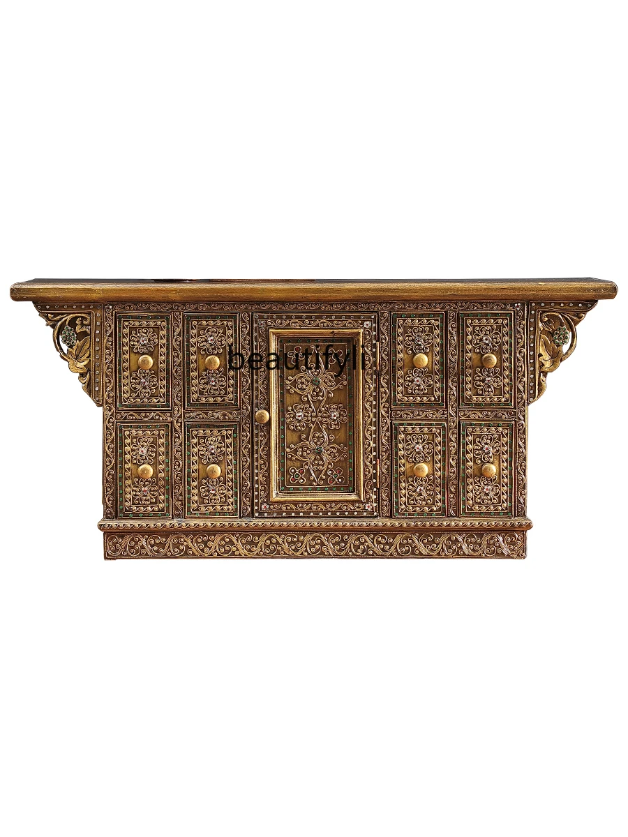 

Southeast Asian Style Furniture Thai Style Living Room Solid Wood Retro TV Cabinet Hallway Partition Cabinet