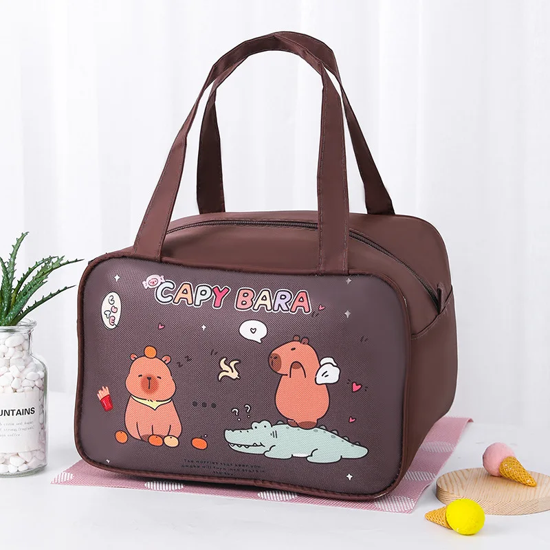 1pc geïsoleerde lunchtas met capibara-patroon - waterdicht, draagbaar en thermische isolatie. Ideaal voor school/kantoor, houdt voedsel vers